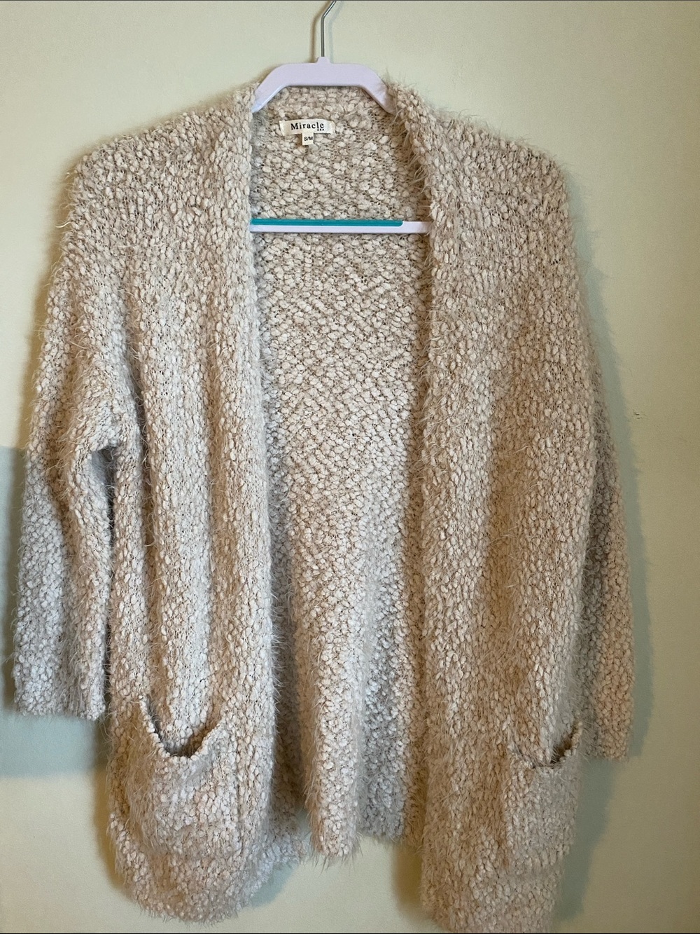 Cream Cardigan in Super Soft Bubble Bouclé Knit by  Miracle Cream - S/M